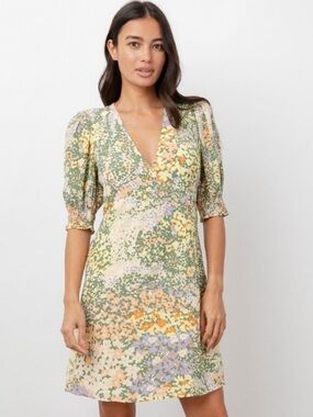 RAILS Roma Gardenia Floral Mini Dress S 18” p2p Yellow Multi $225 Retail NWOT